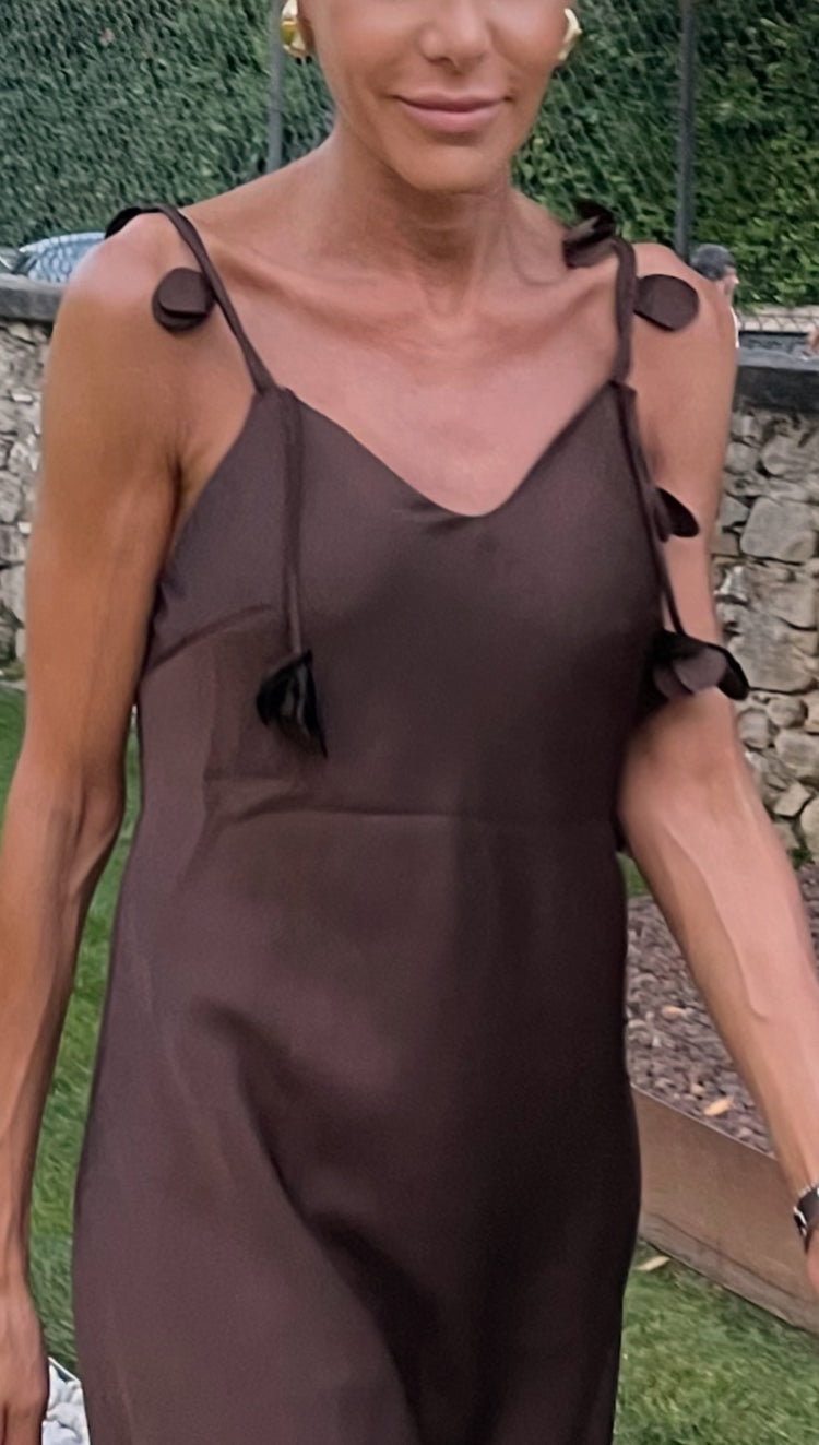 Abito sottoveste marron satin
