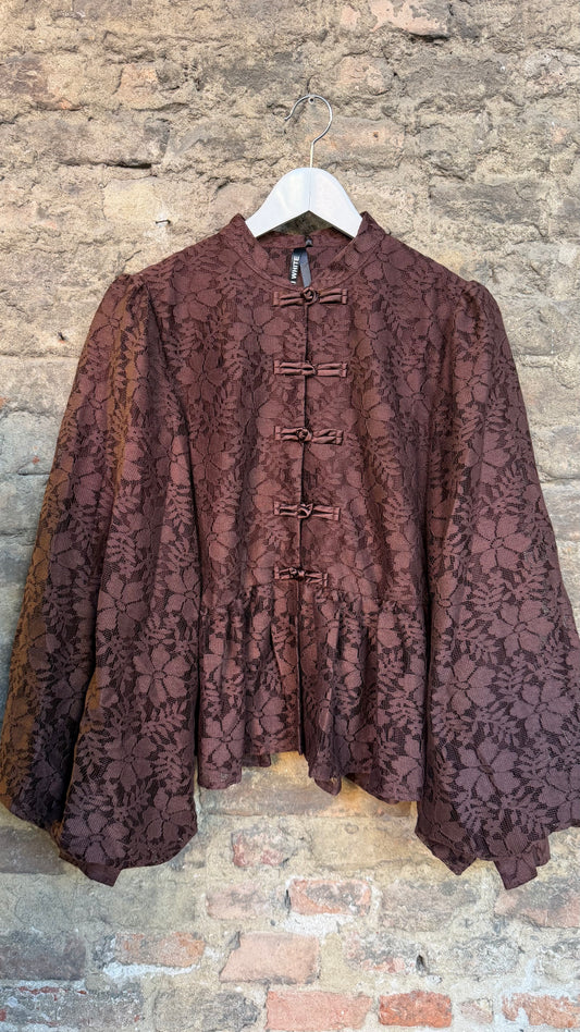 Camicia pizzo marrone