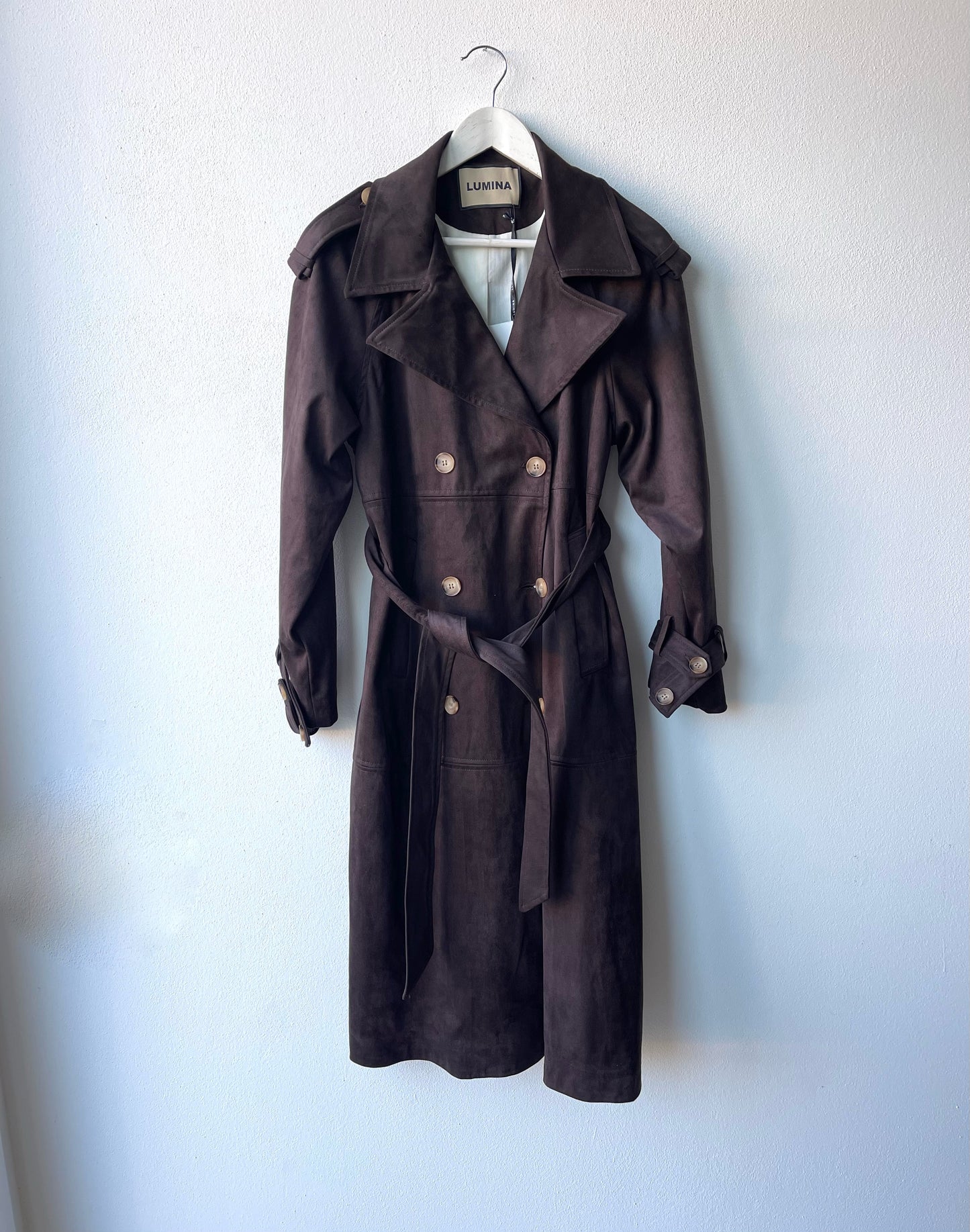 Eco suede trench coat