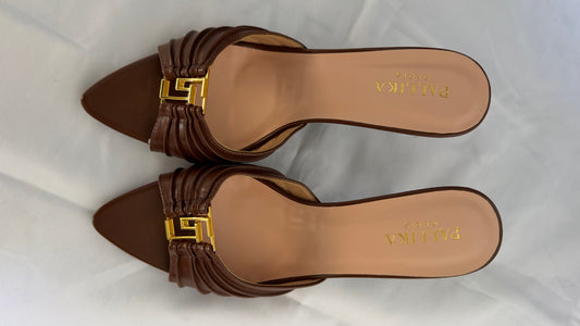 Mules cognac oro