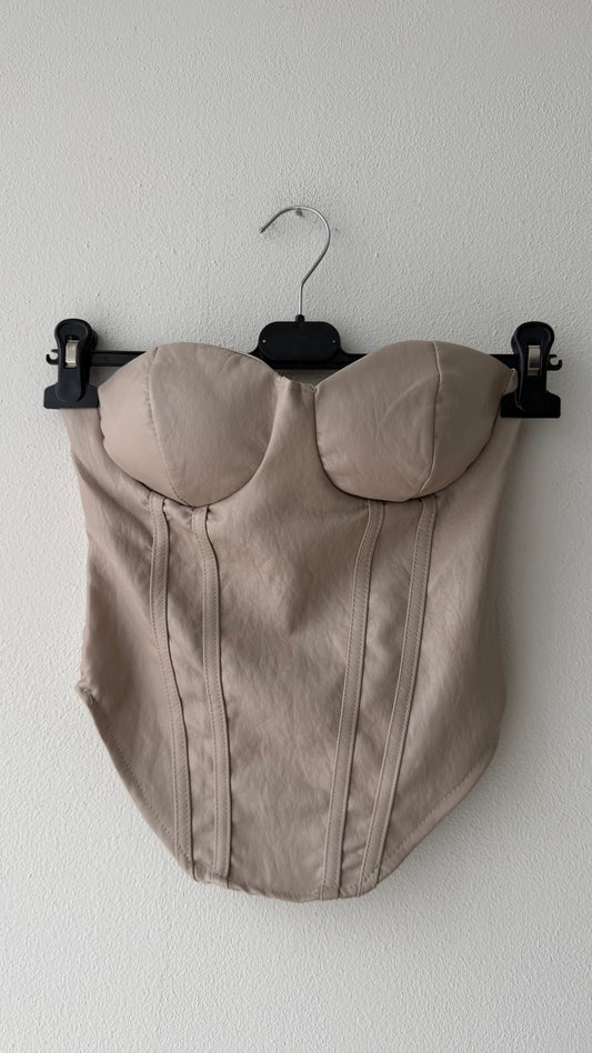 Corpetto ecopelle tortora