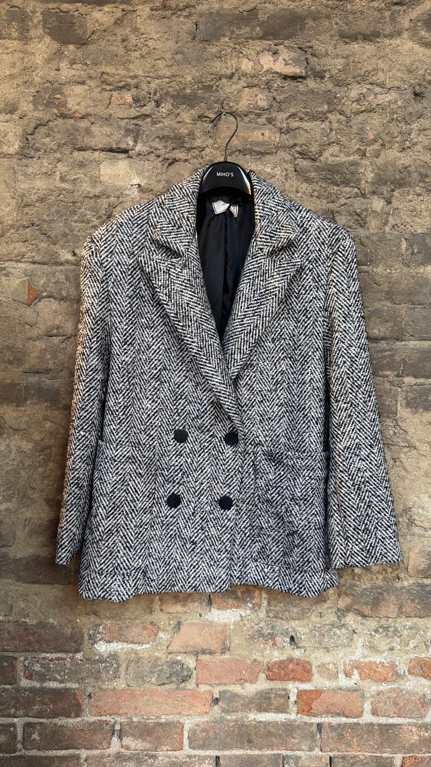 Blazer spigato micro paillettes