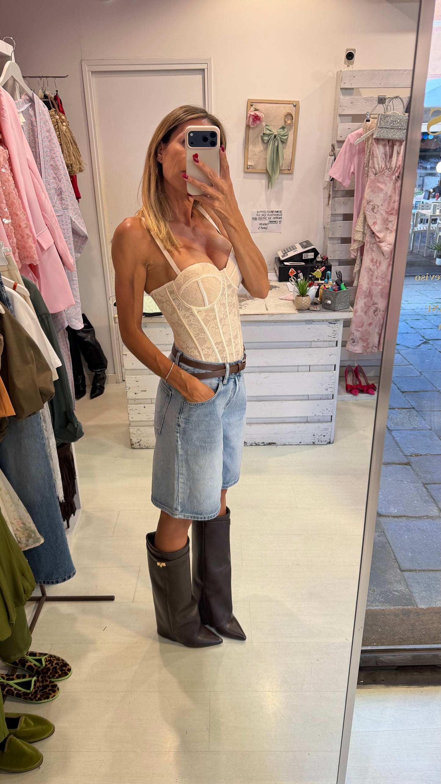 Bermuda jeans cinturino