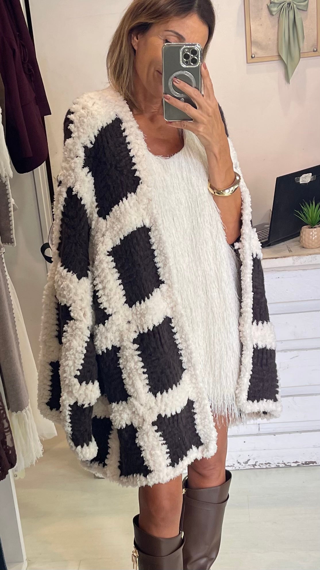 Cardigan quadri