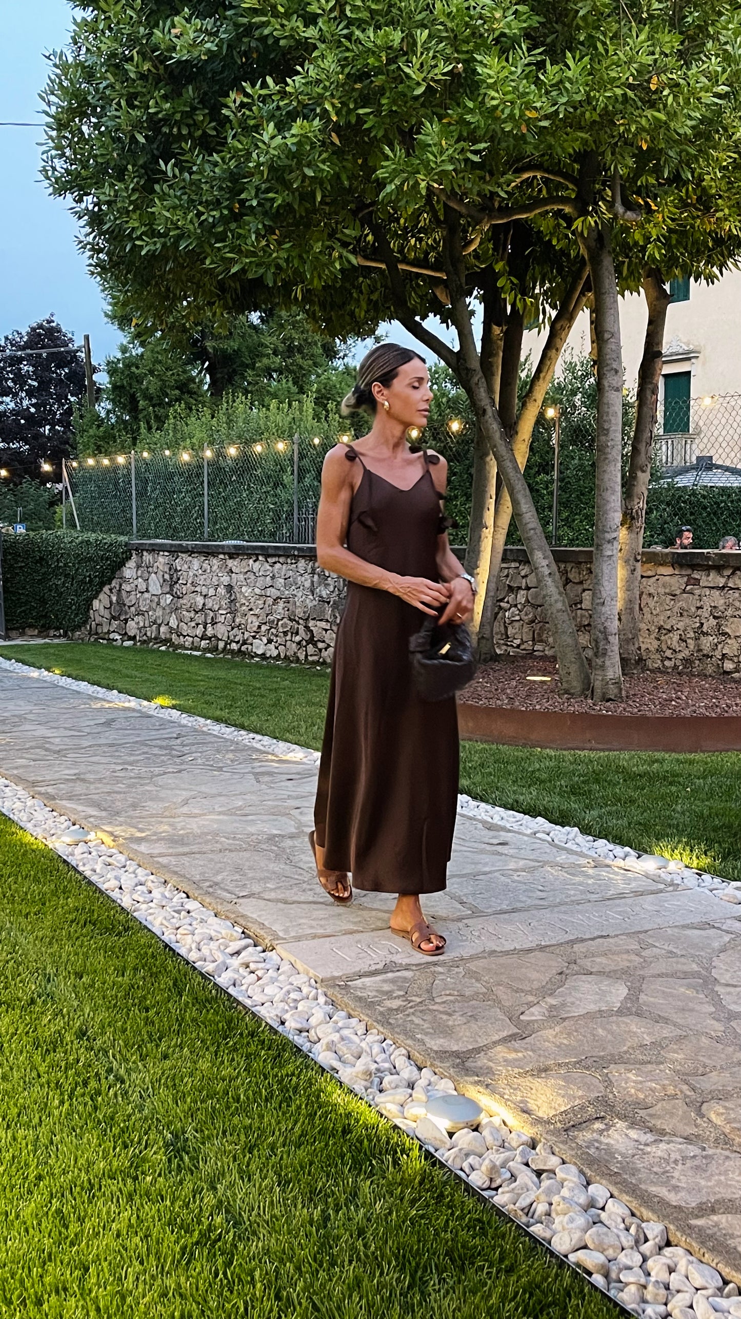 Abito sottoveste marron satin