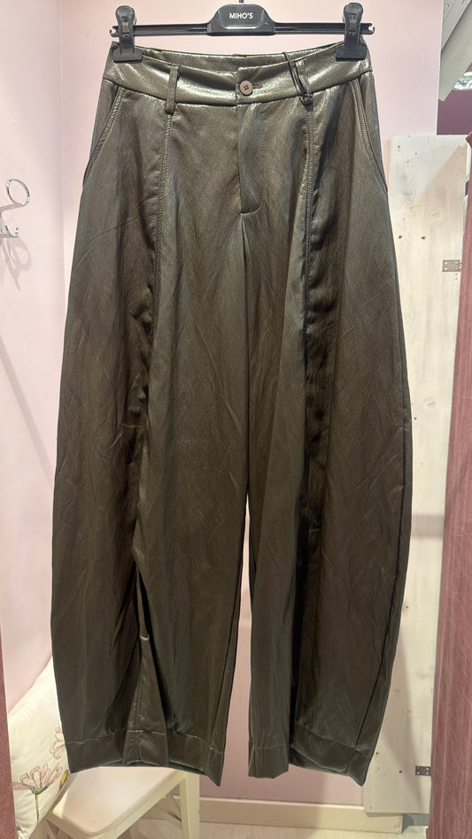 Pantalone ecopelle choco