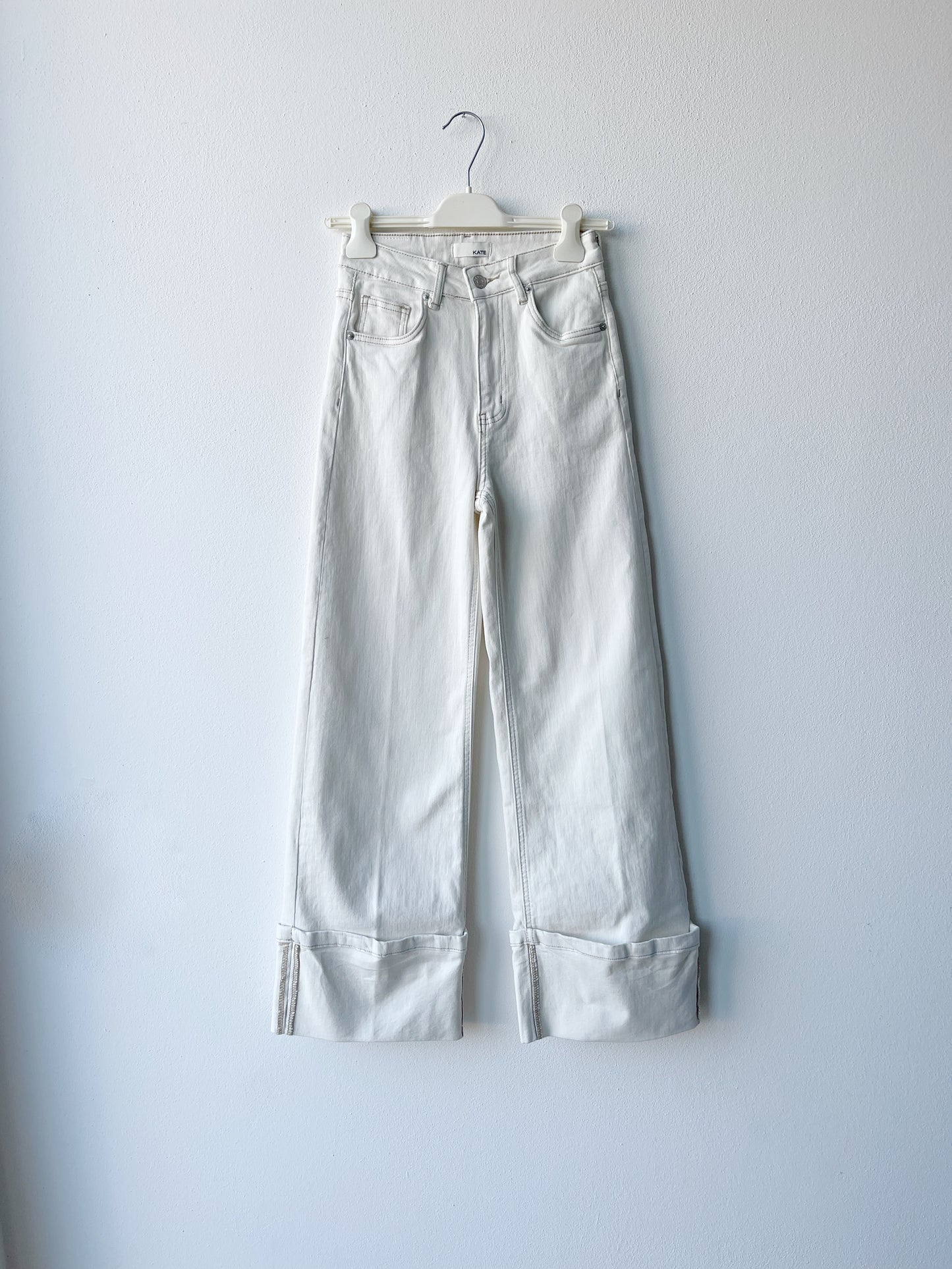 Jeans risvolto bianco burro