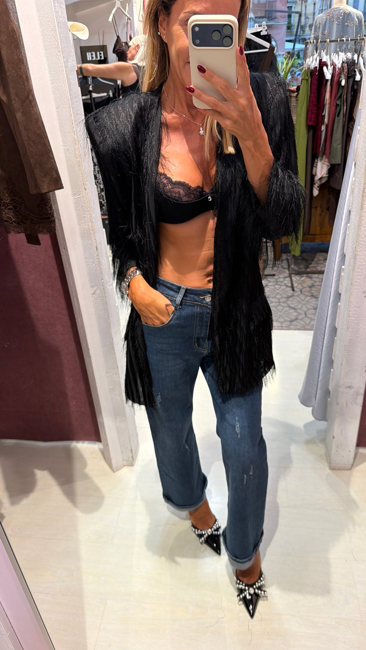 Giacca cardigan frange