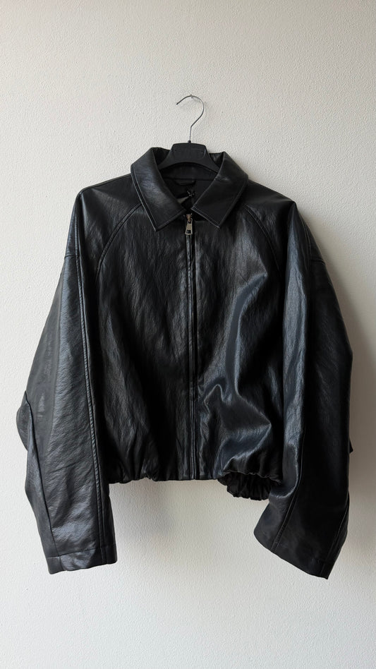 Giacca ecopelle colletto