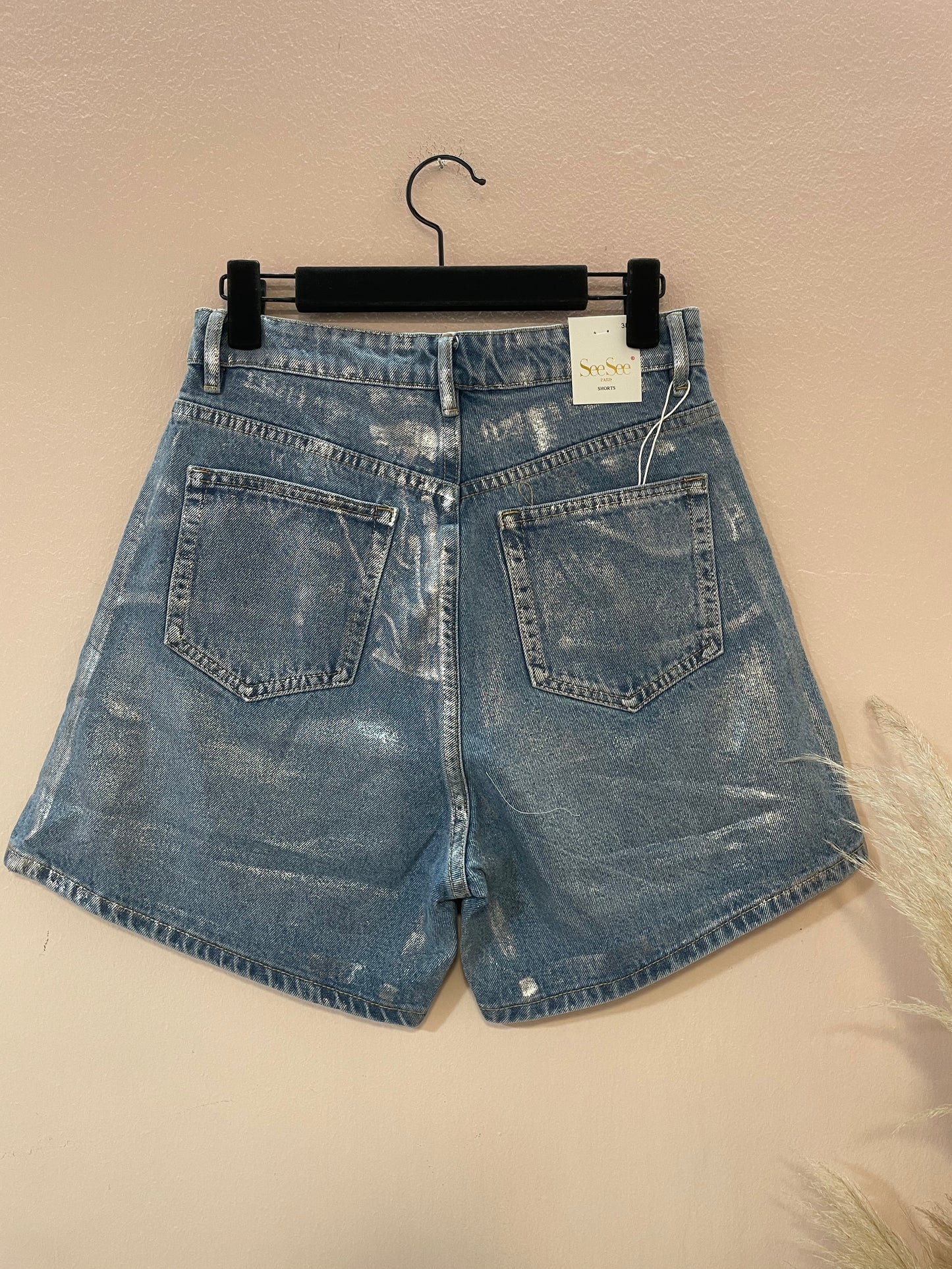 Bermuda jeans argento