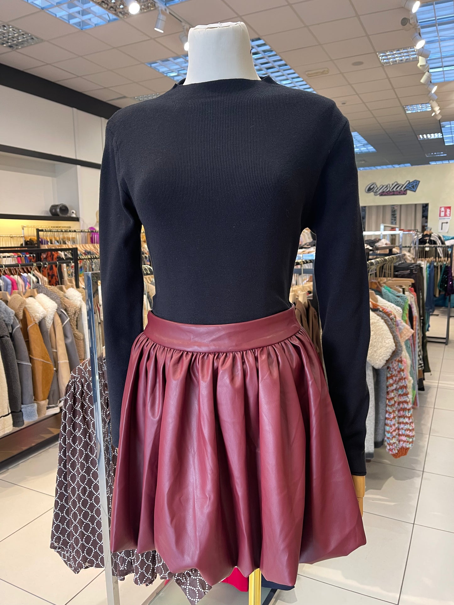 Burgundy balloon skirt