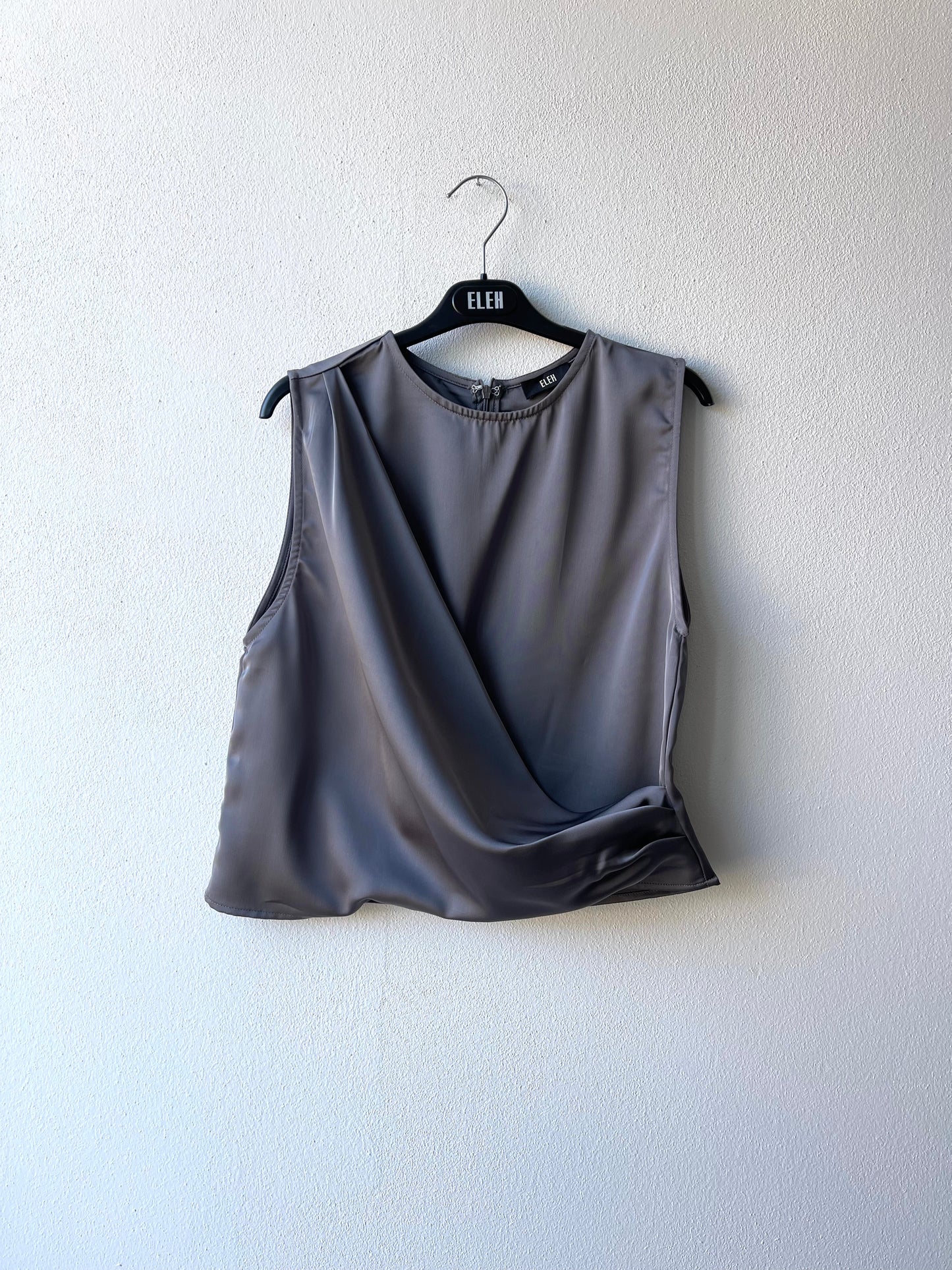 Top satin grigio ELEH