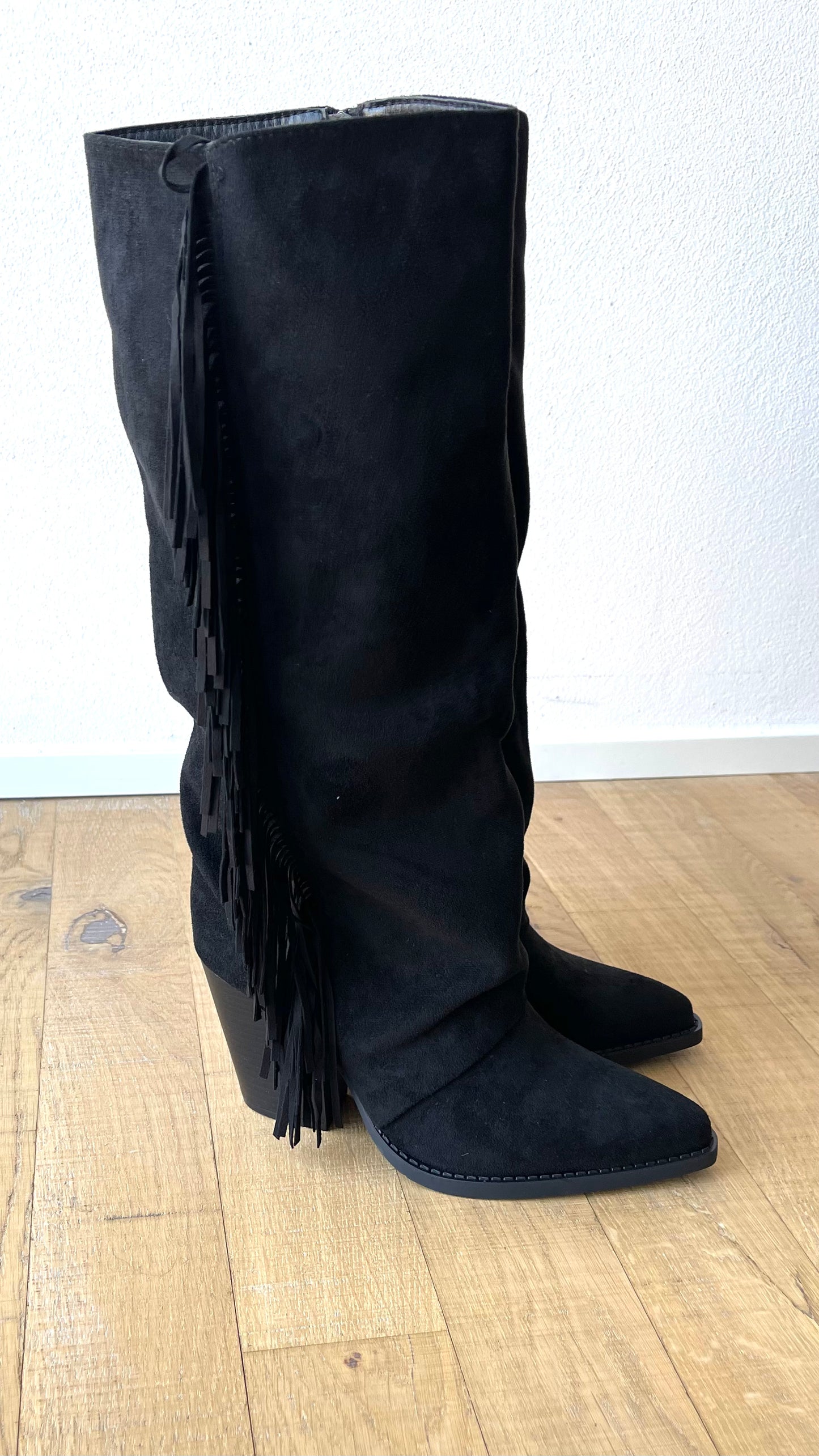 Texano nero con frange