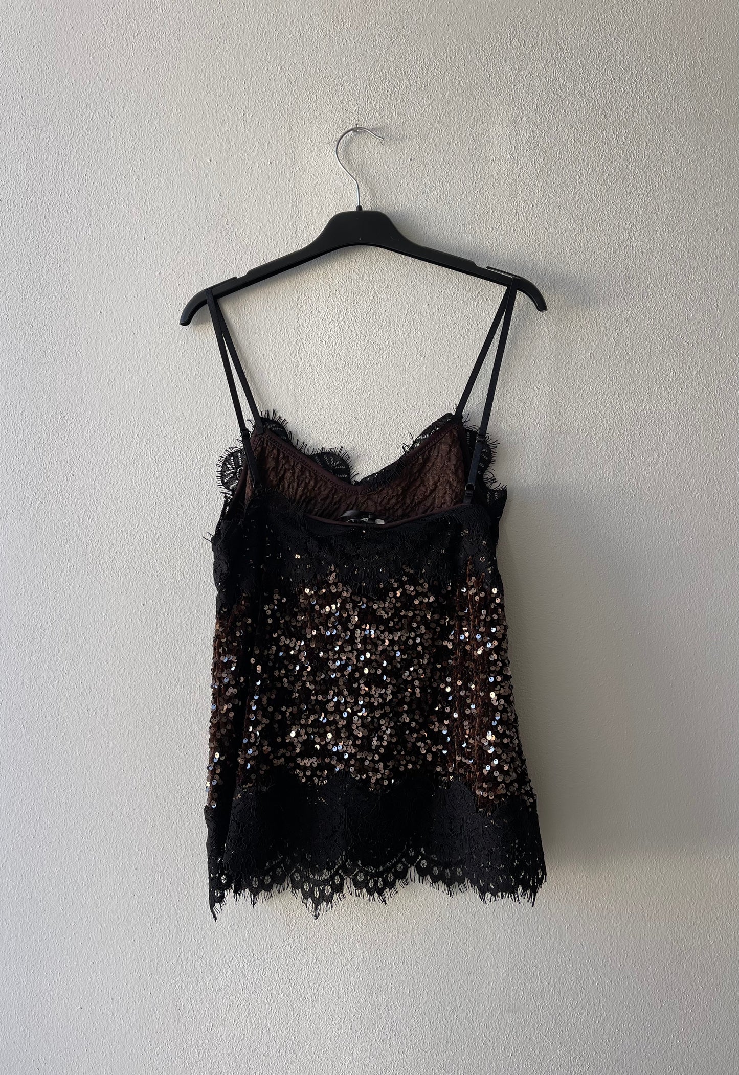 Top paillettes brown pizzo ISA