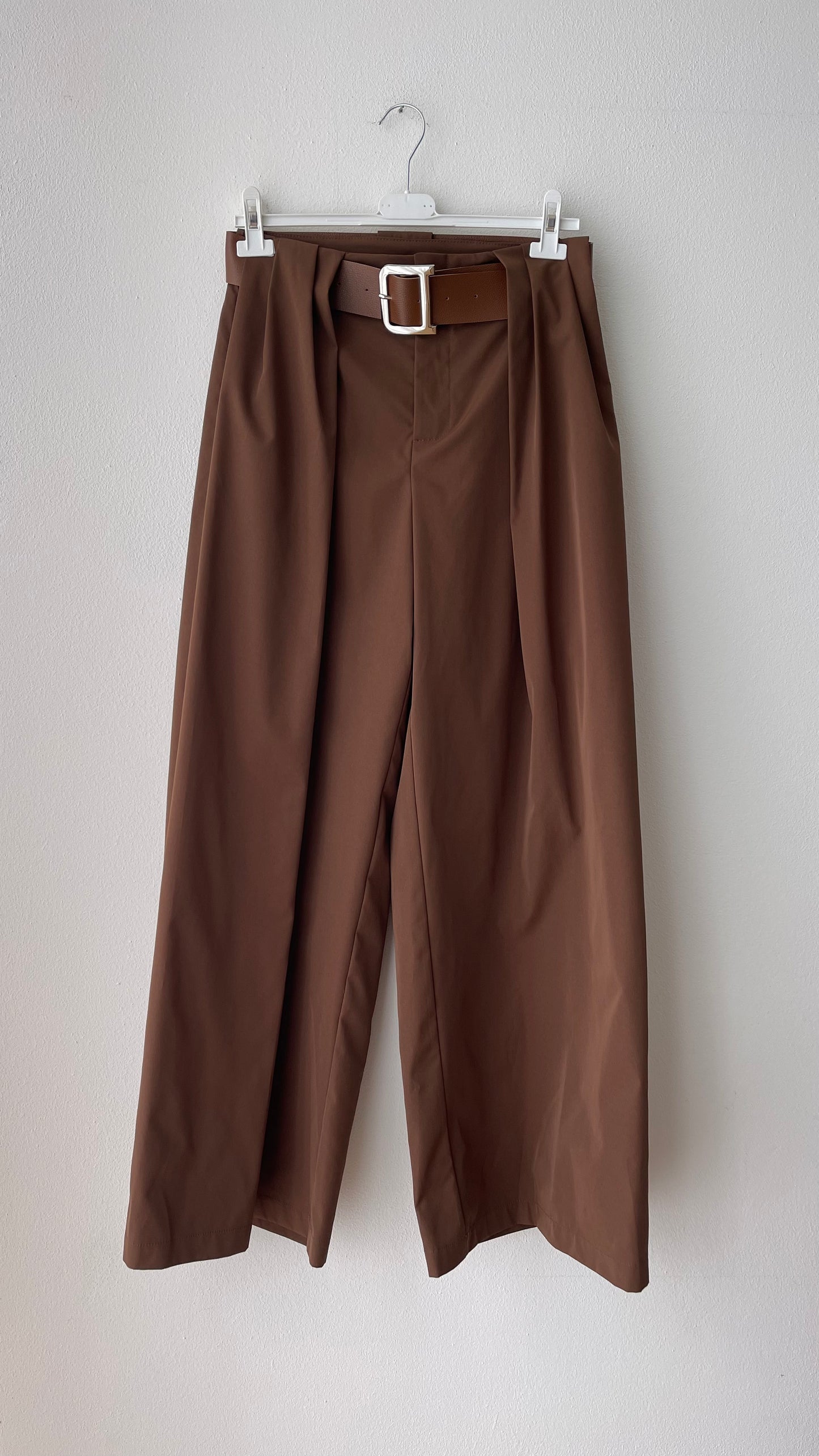 Pantalone vita alta cognac