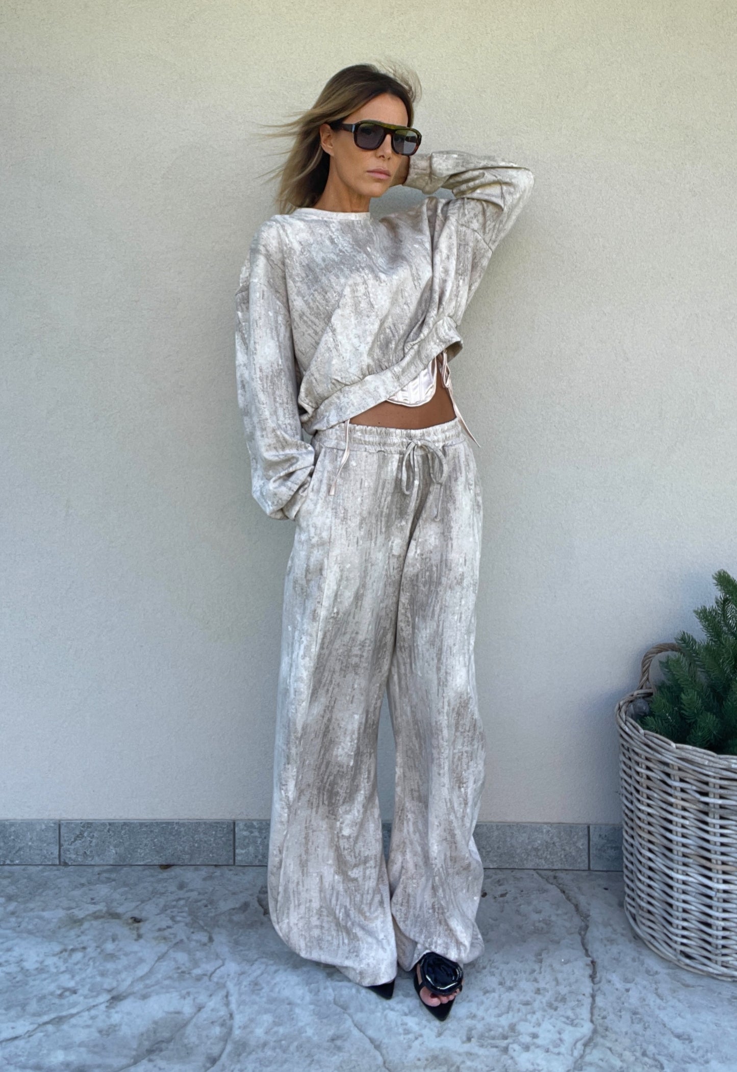 Pantalone felpa stone