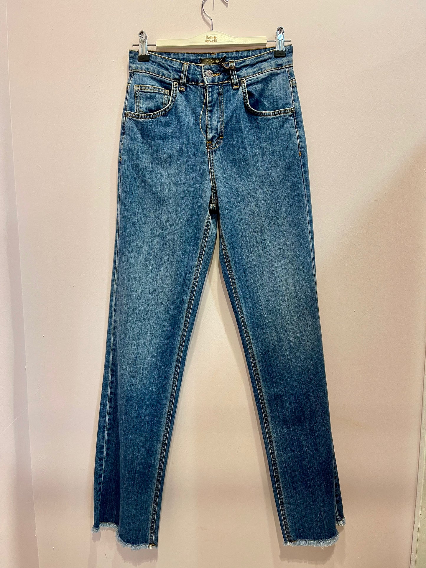 Frayed straight leg jeans