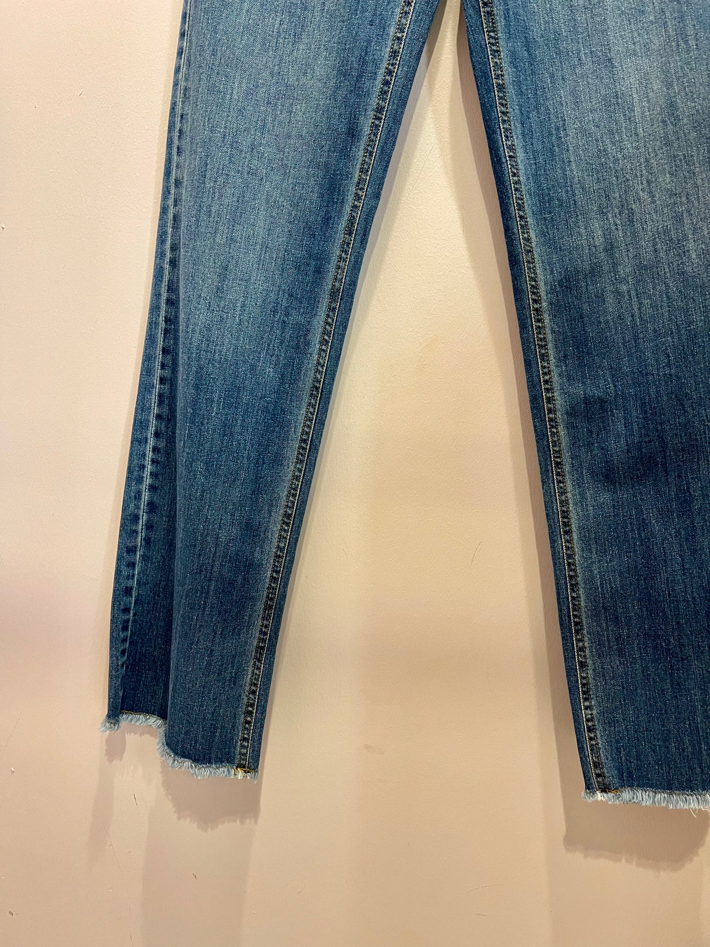 Frayed straight leg jeans