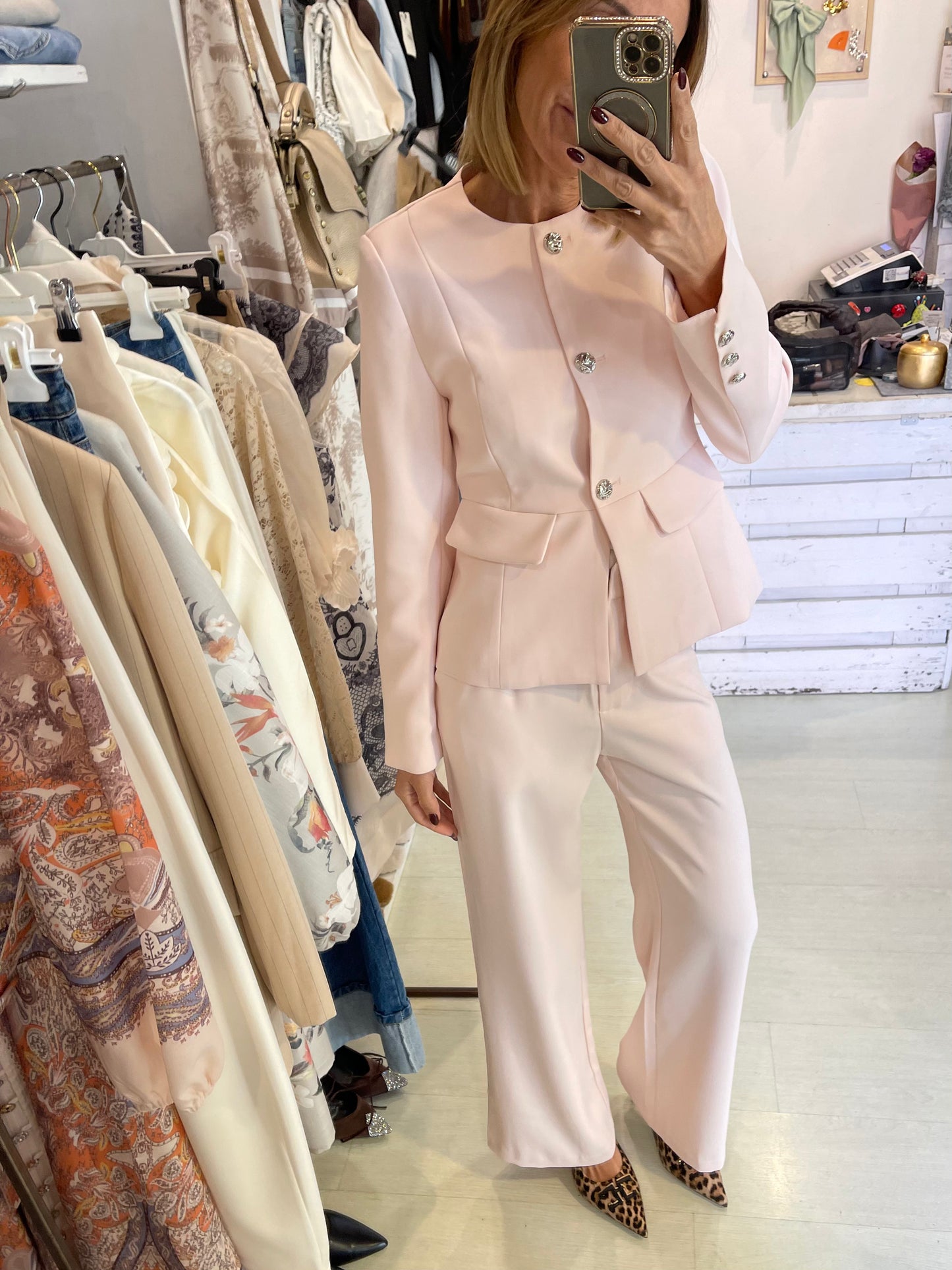 Powder pink suit