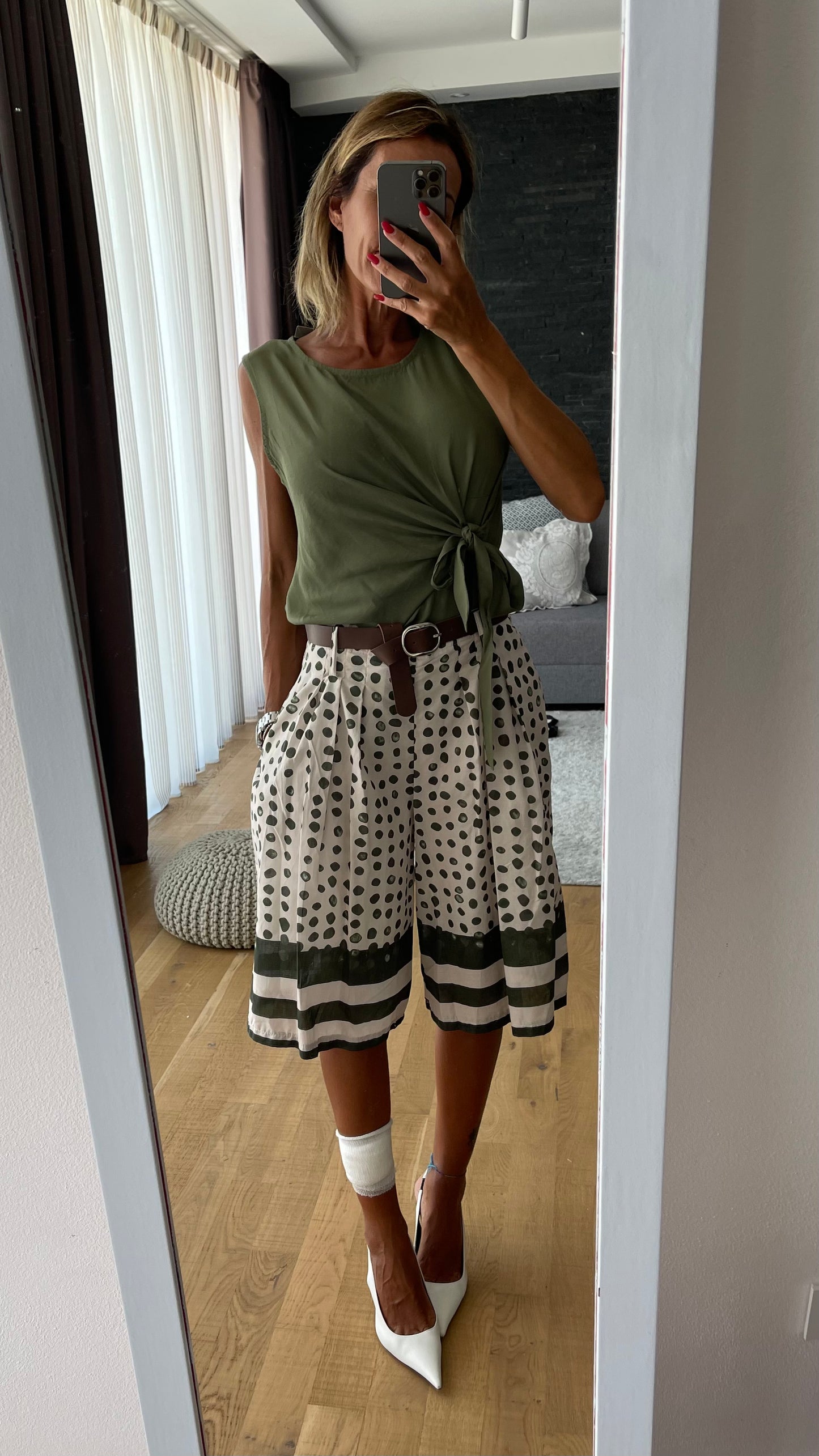 Gonna pantalone pois