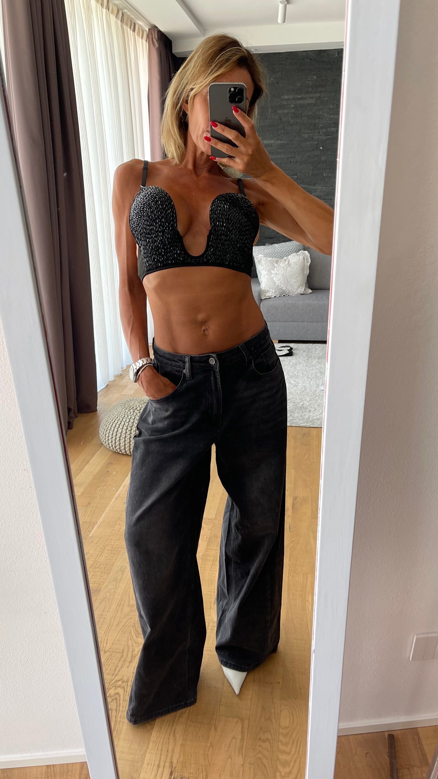 Jeans nero wide leg