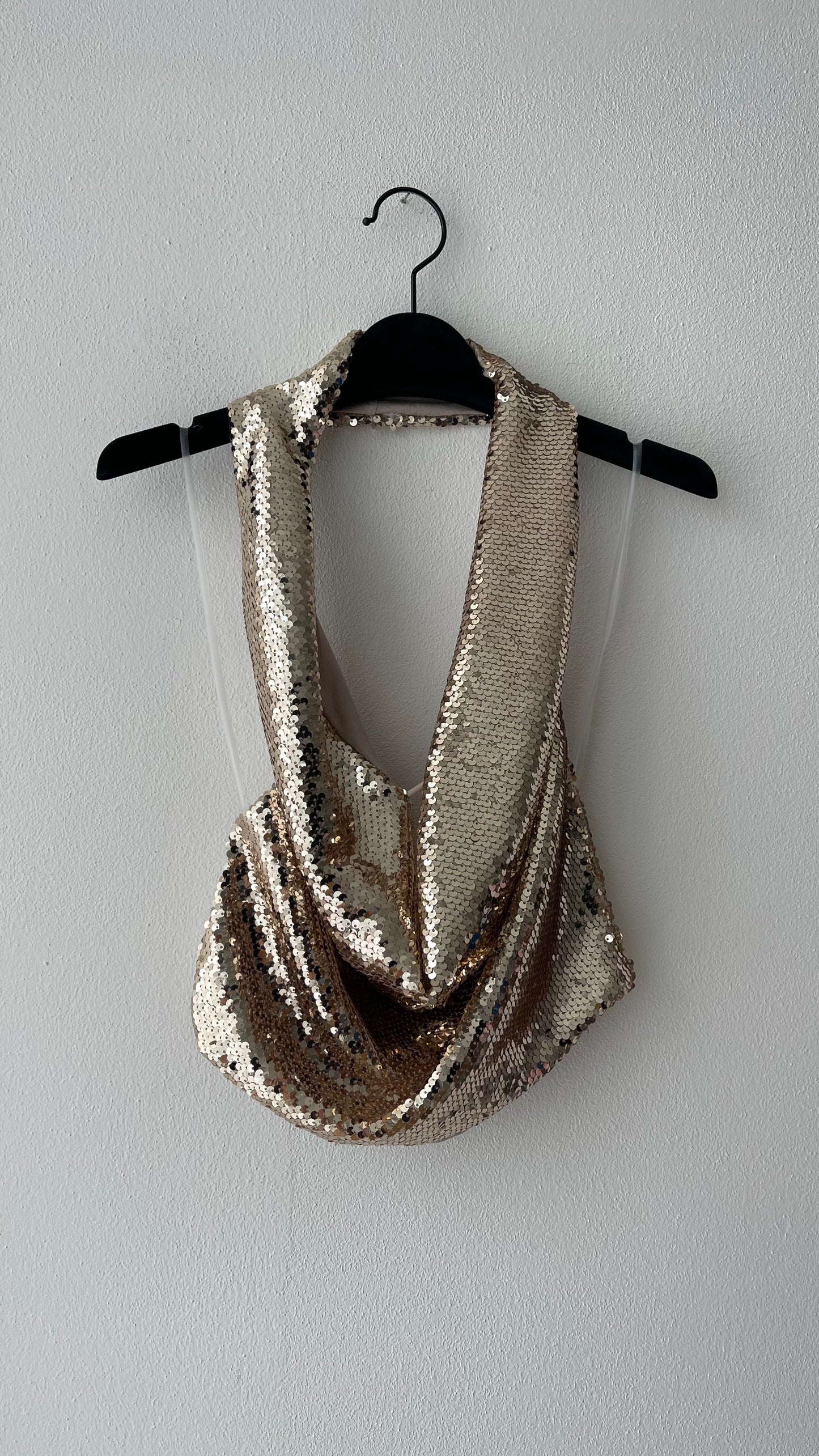 Top paillettes oro