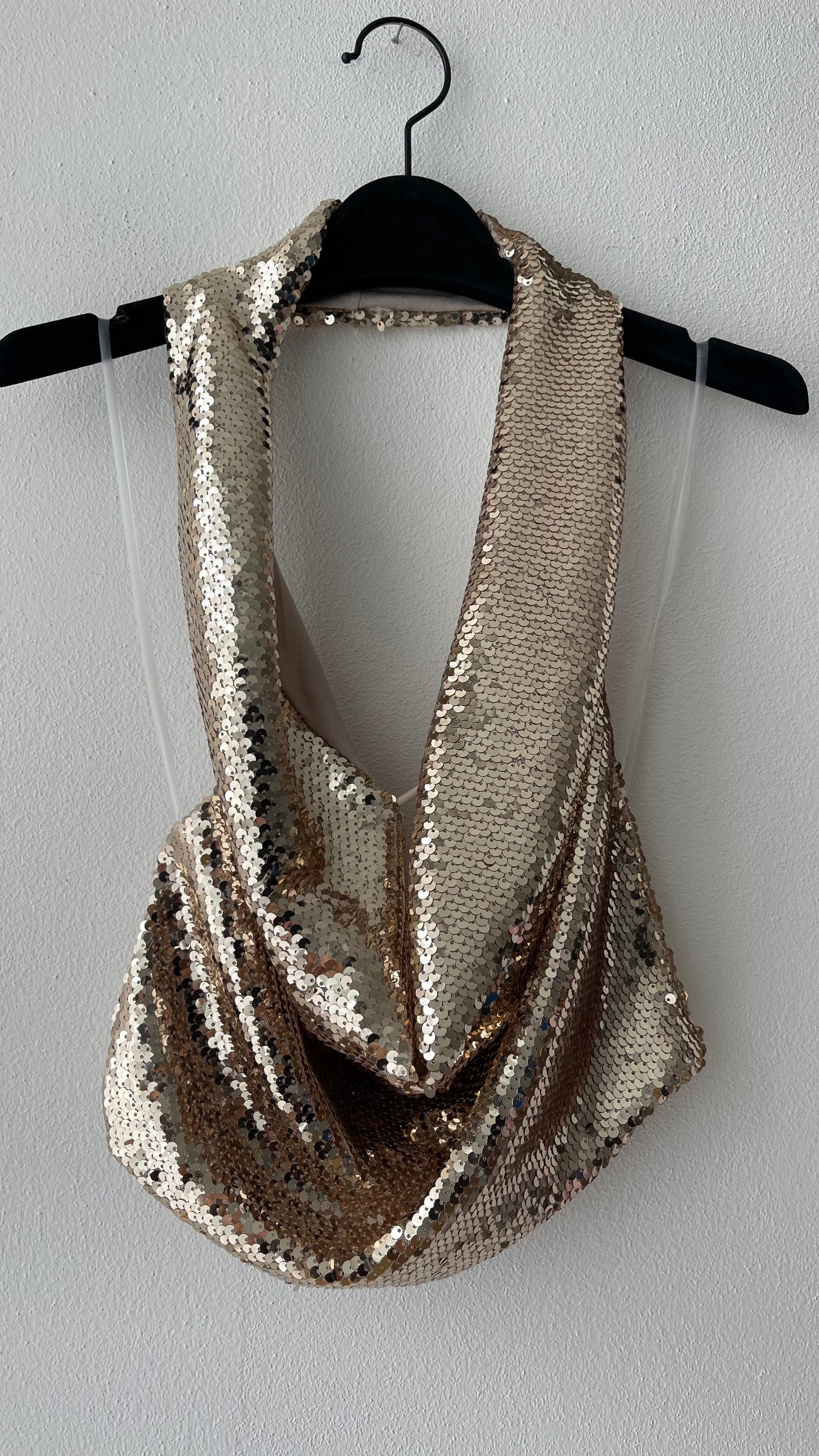 Top paillettes oro