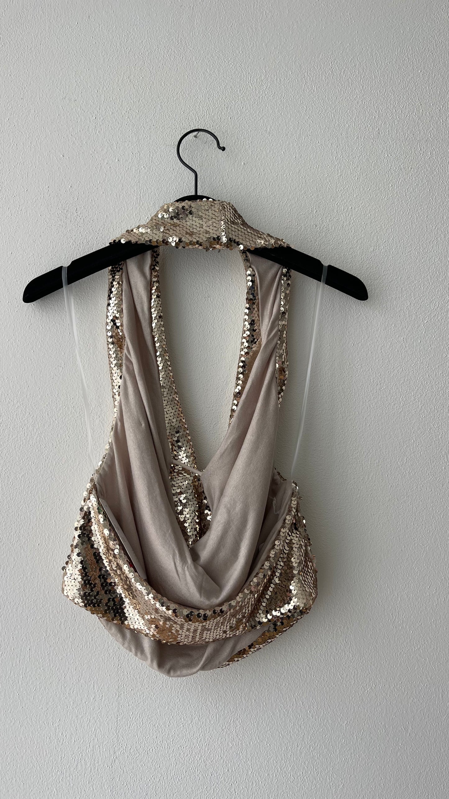 Top paillettes oro