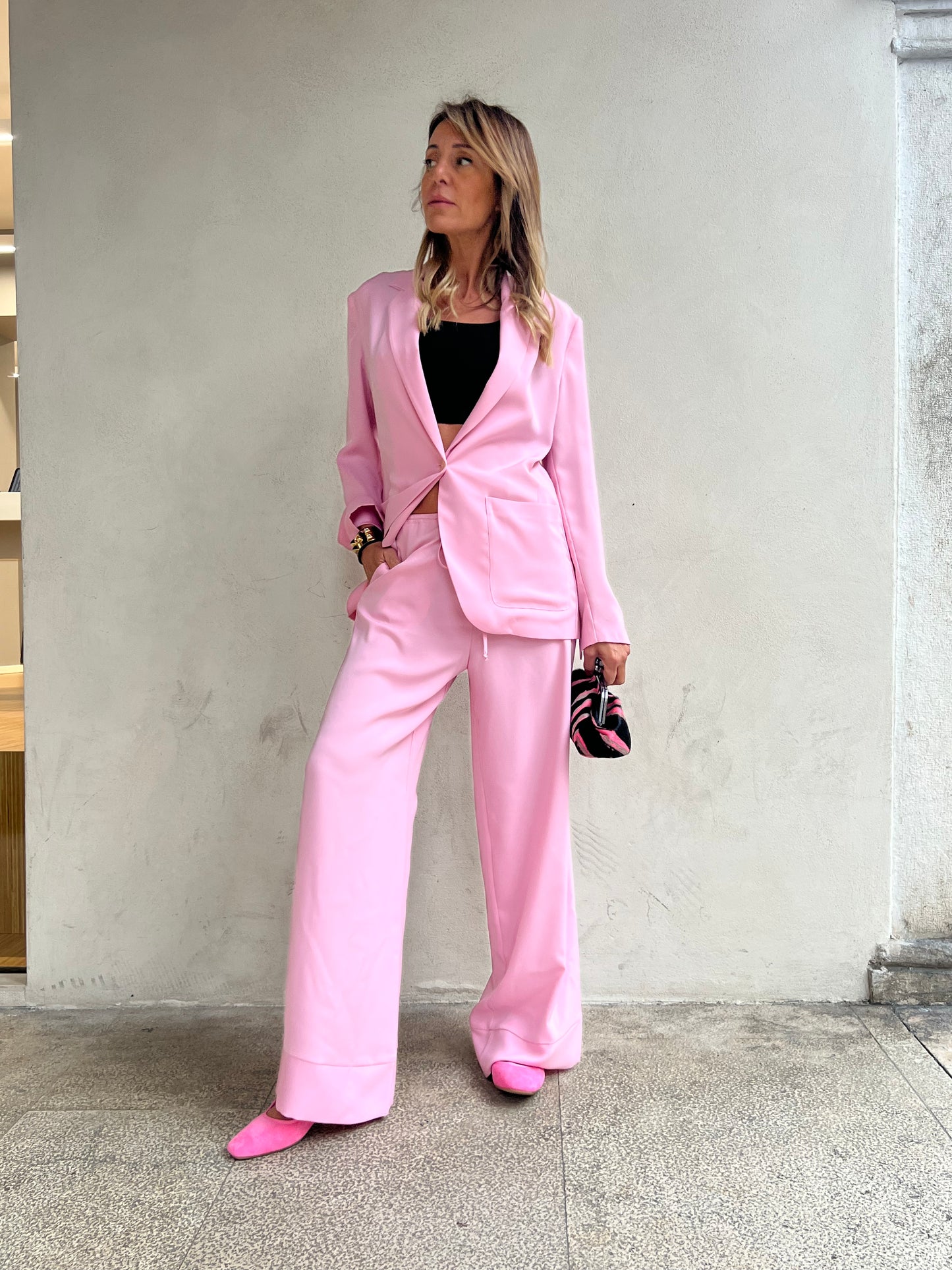 Soft cut pink suit
