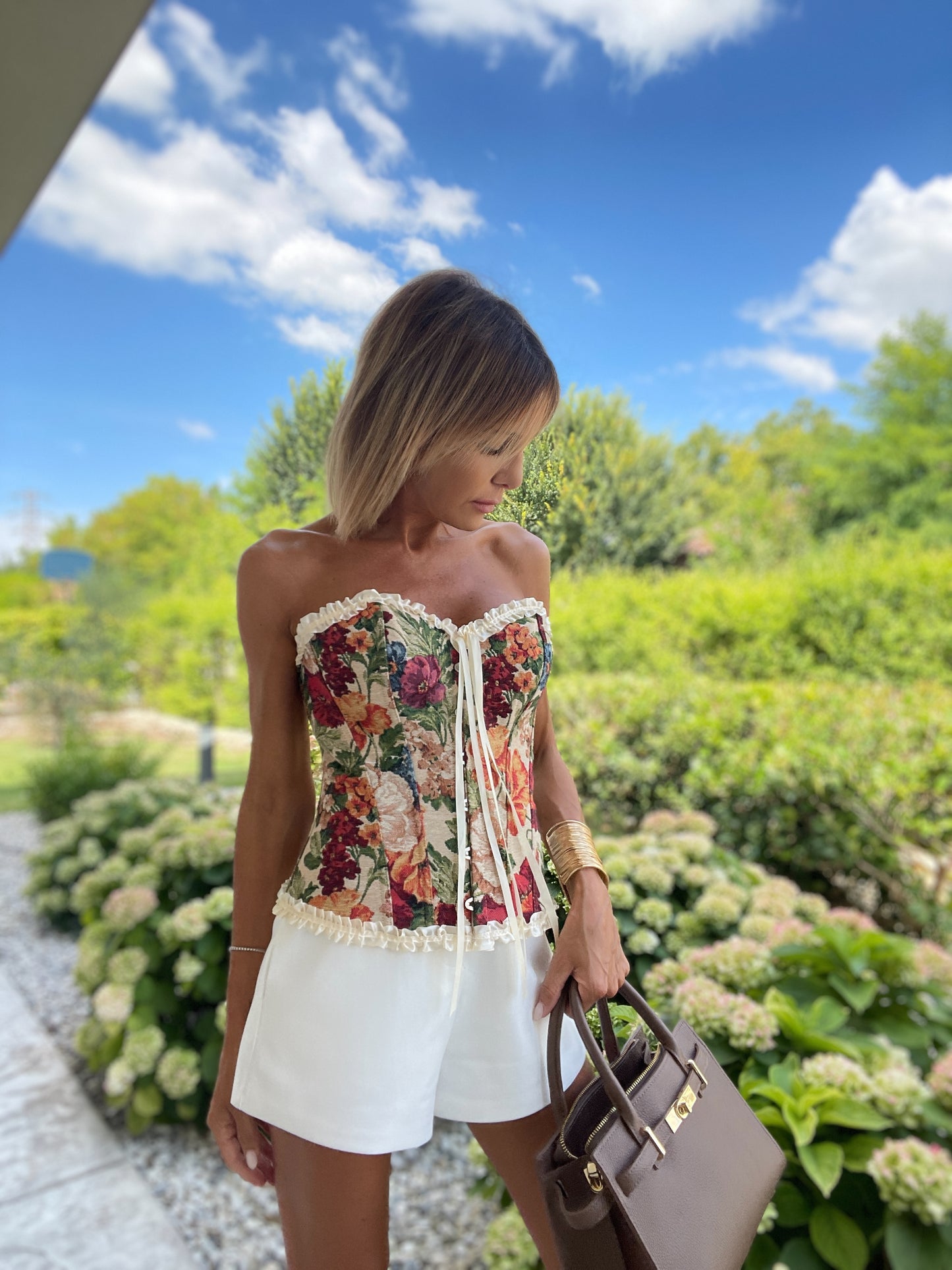 Top bustier fiori