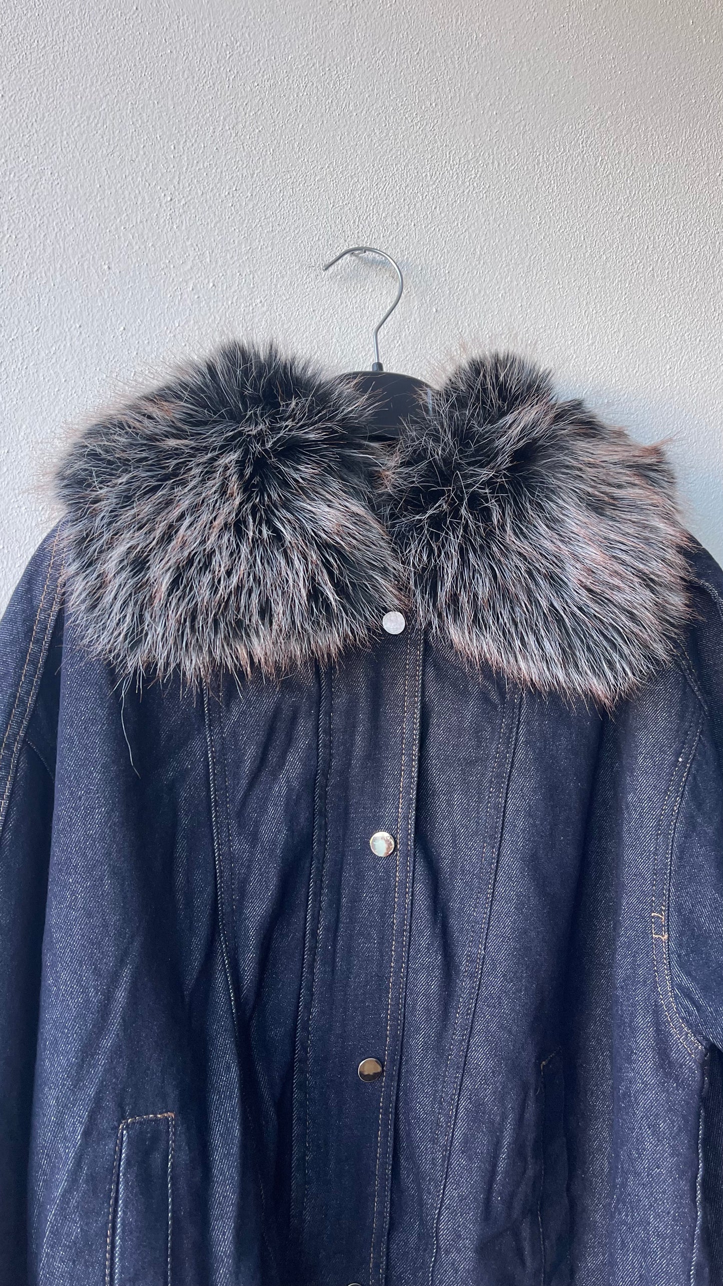 Giubbino denim eco pelliccia