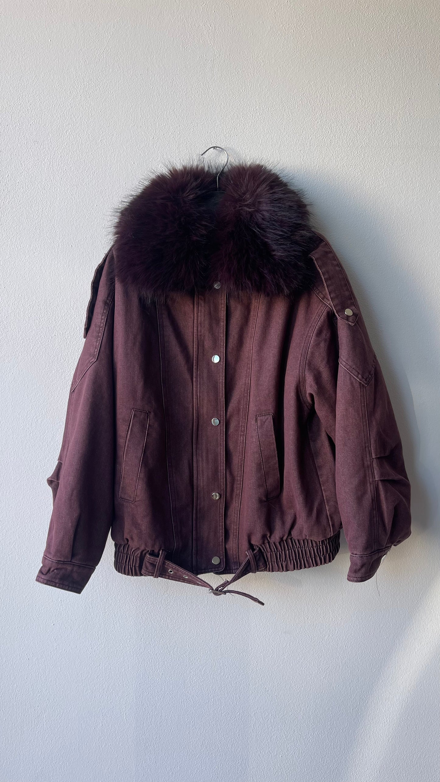 Giubbino denim eco pelliccia