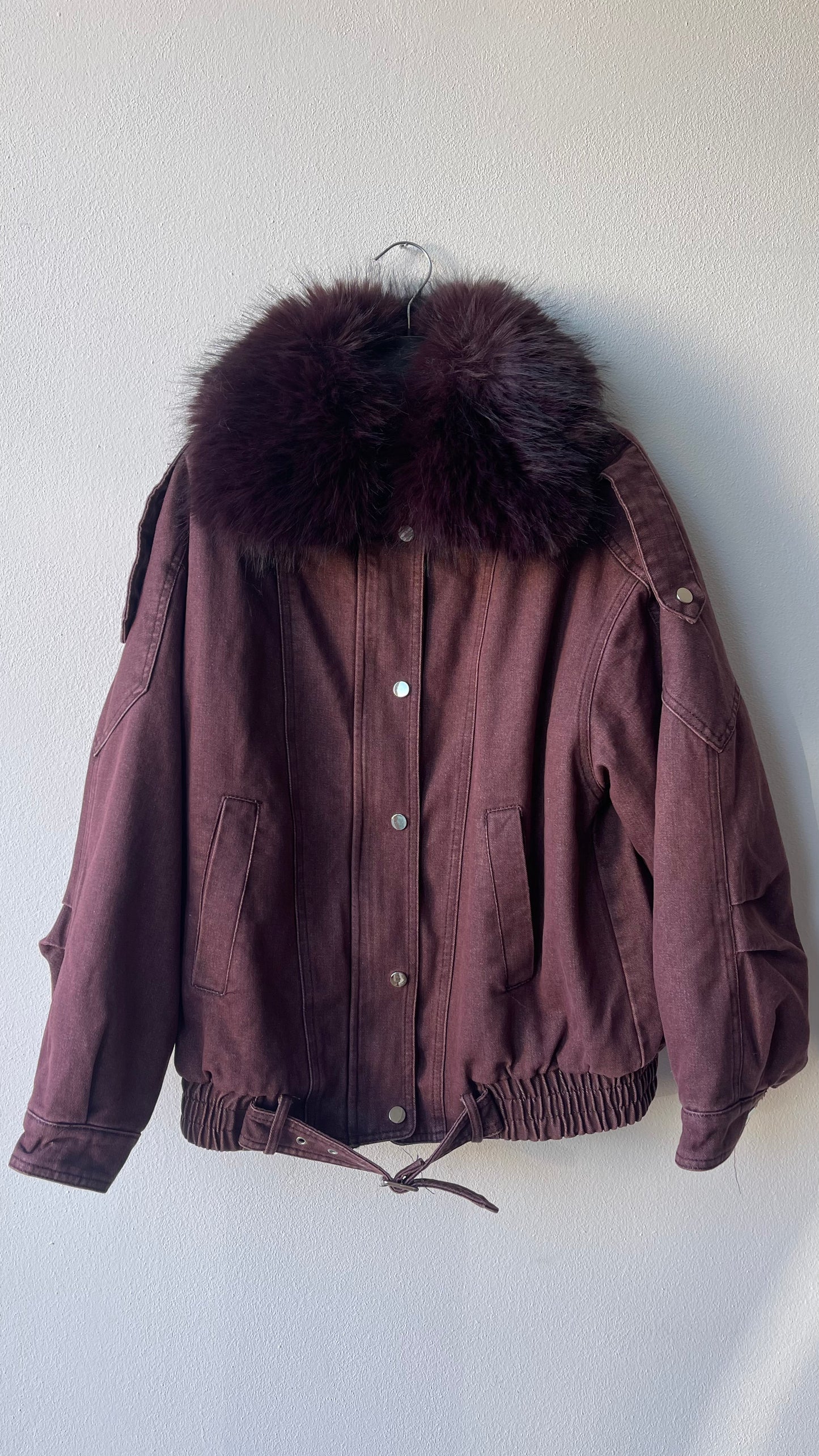 Giubbino denim eco pelliccia