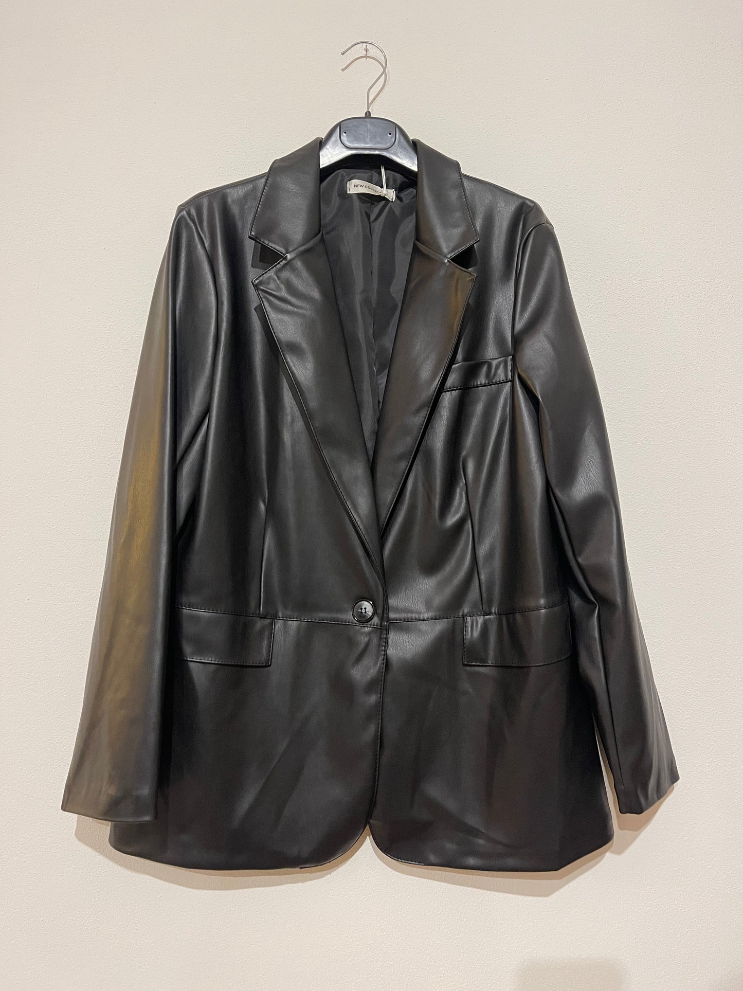 Black faux leather blazer