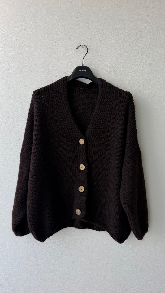 Cardigan bottoni legno