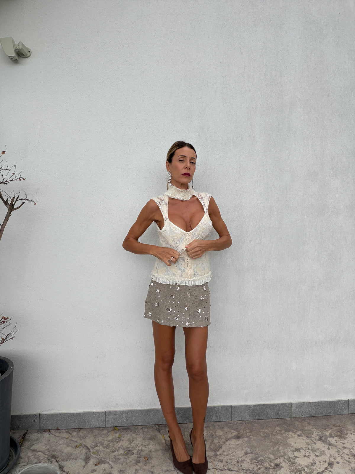 Top corpetto ricamo