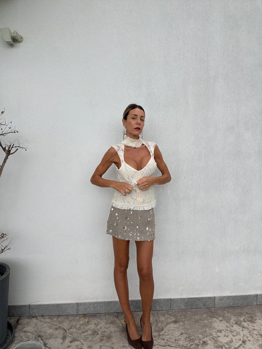 Top corpetto ricamo
