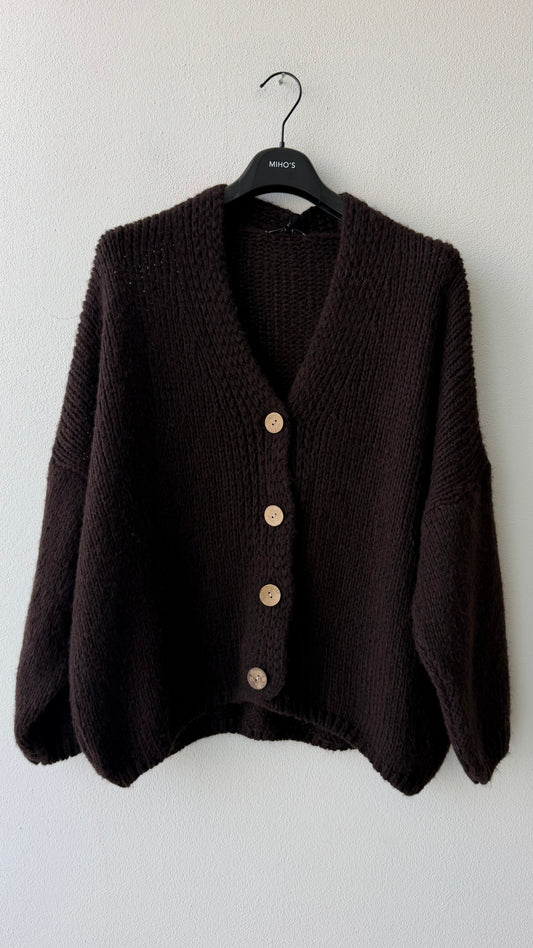Cardigan bottoni legno