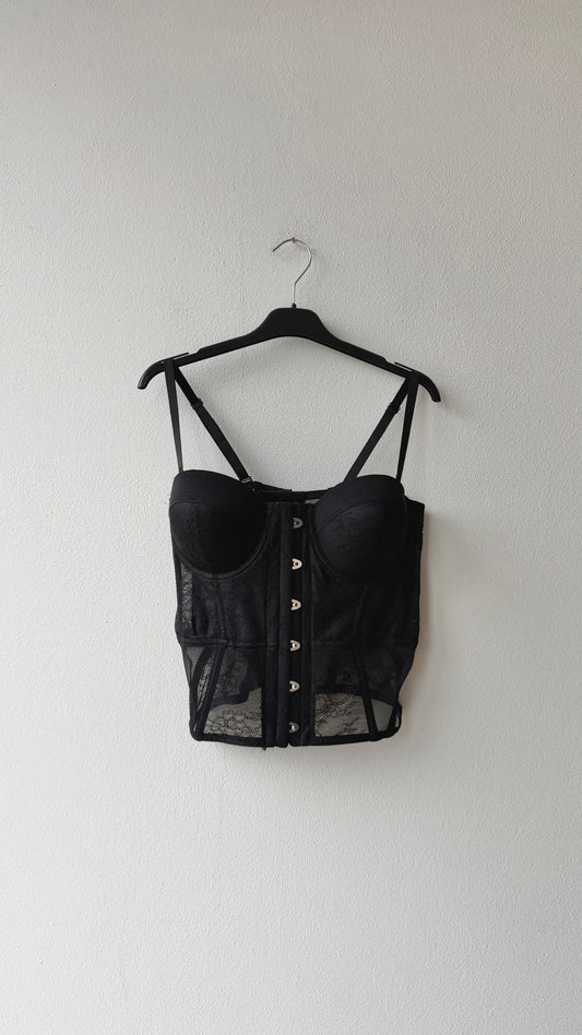 Top bustier nero pizzo