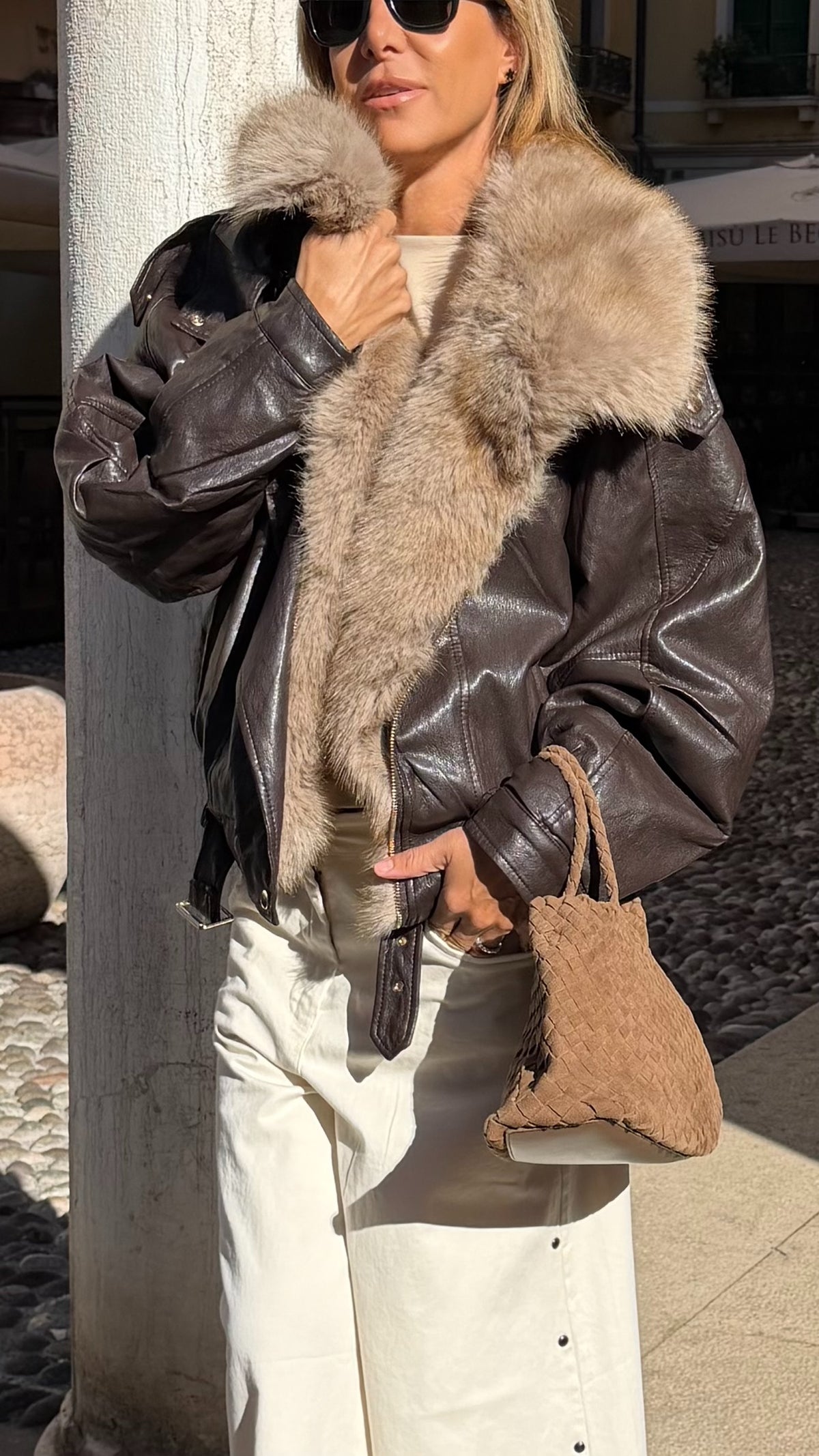 Giacca bomber con ecopelliccia