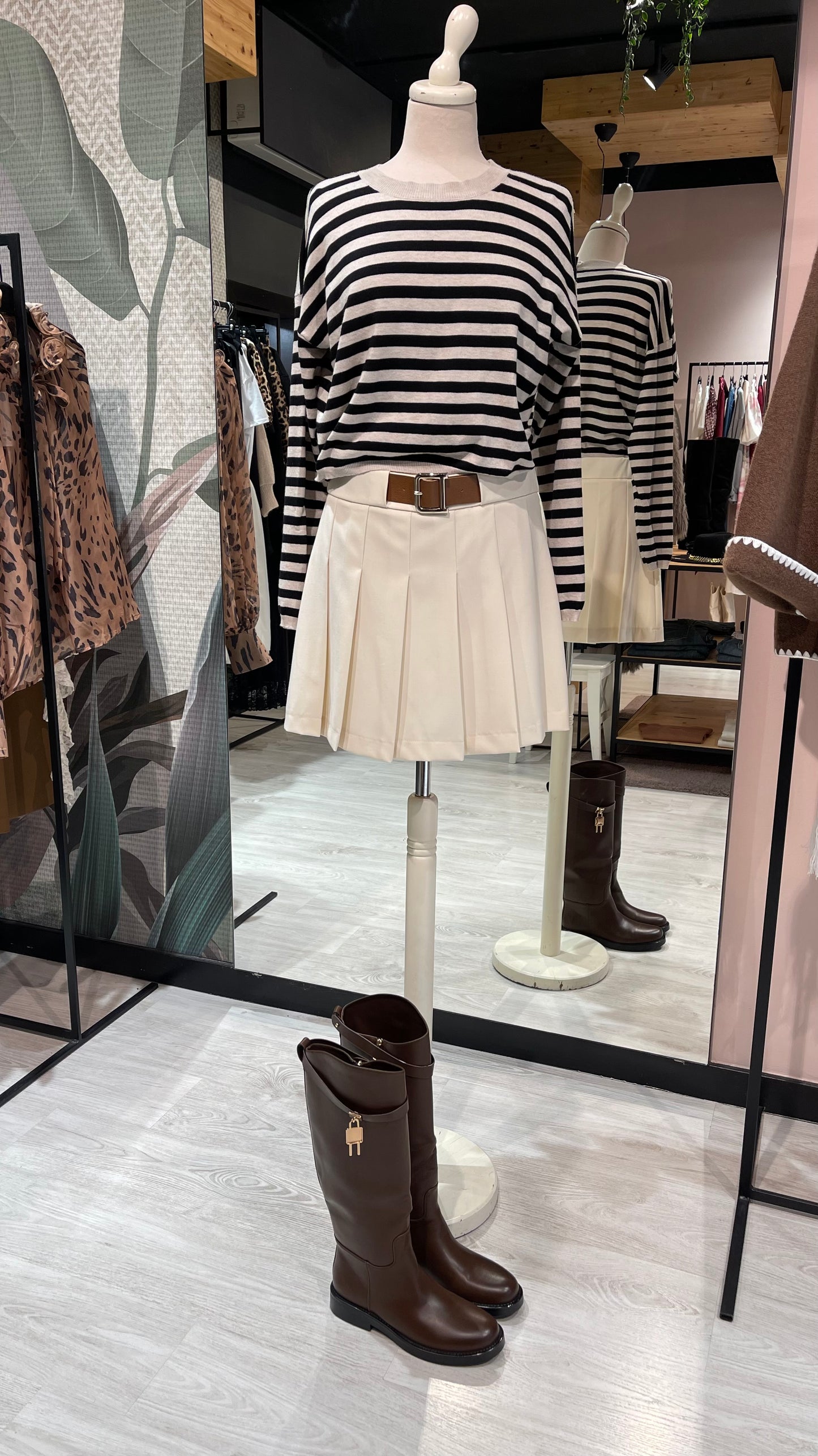 Maglia righe crop viscosa