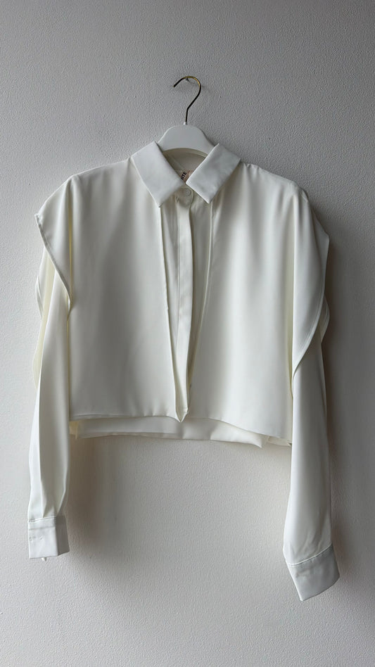 Camicia crop dettaglio bavaglio