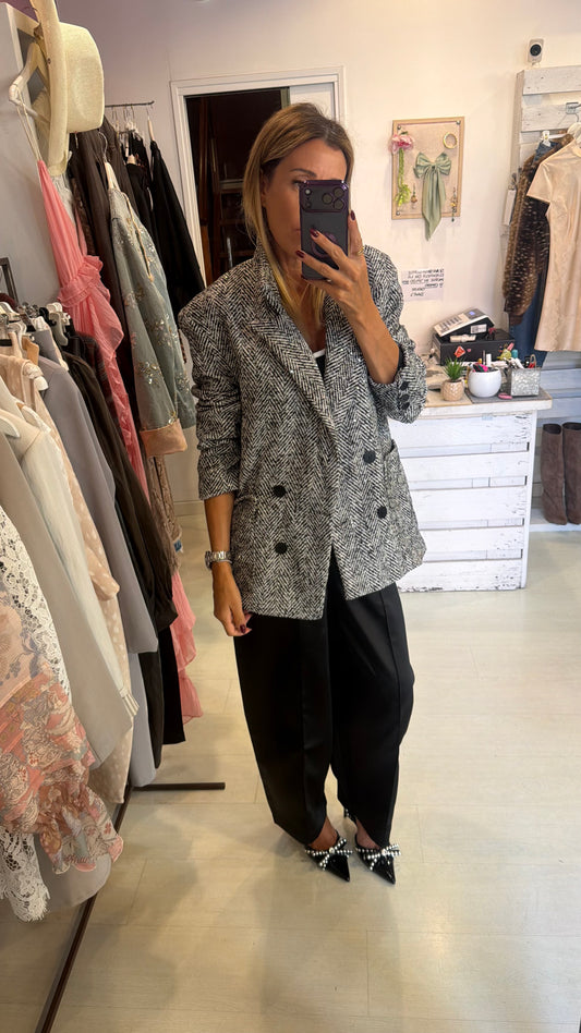 Blazer spigato micro paillettes