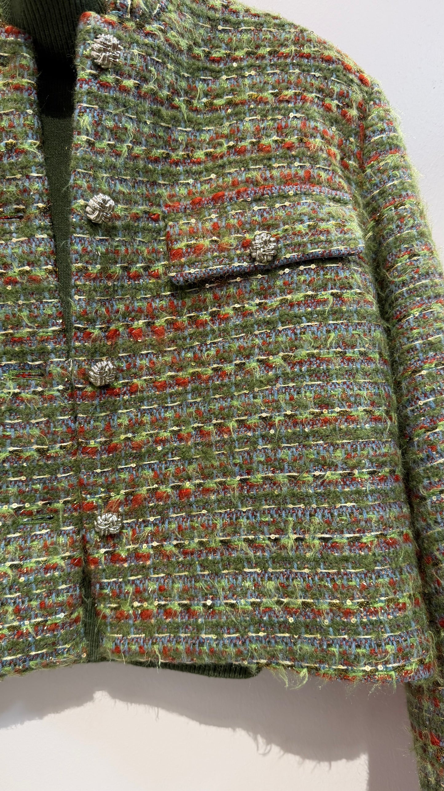 Giacchino boucle toni verde