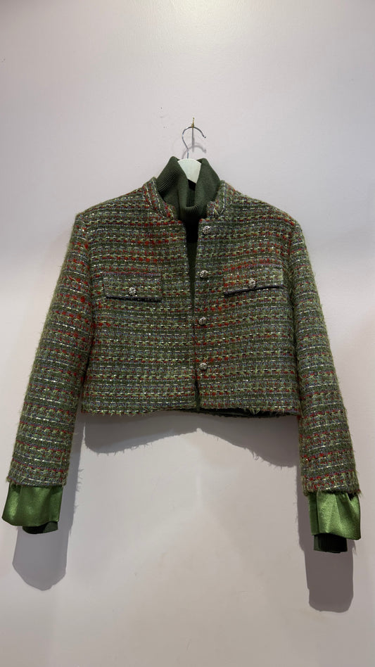 Giacchino boucle toni verde