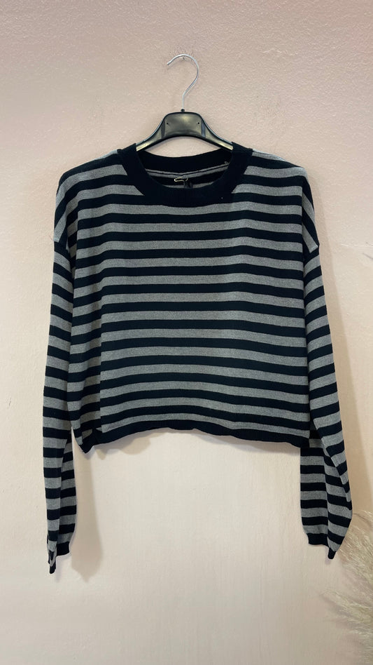 Maglia righe crop viscosa