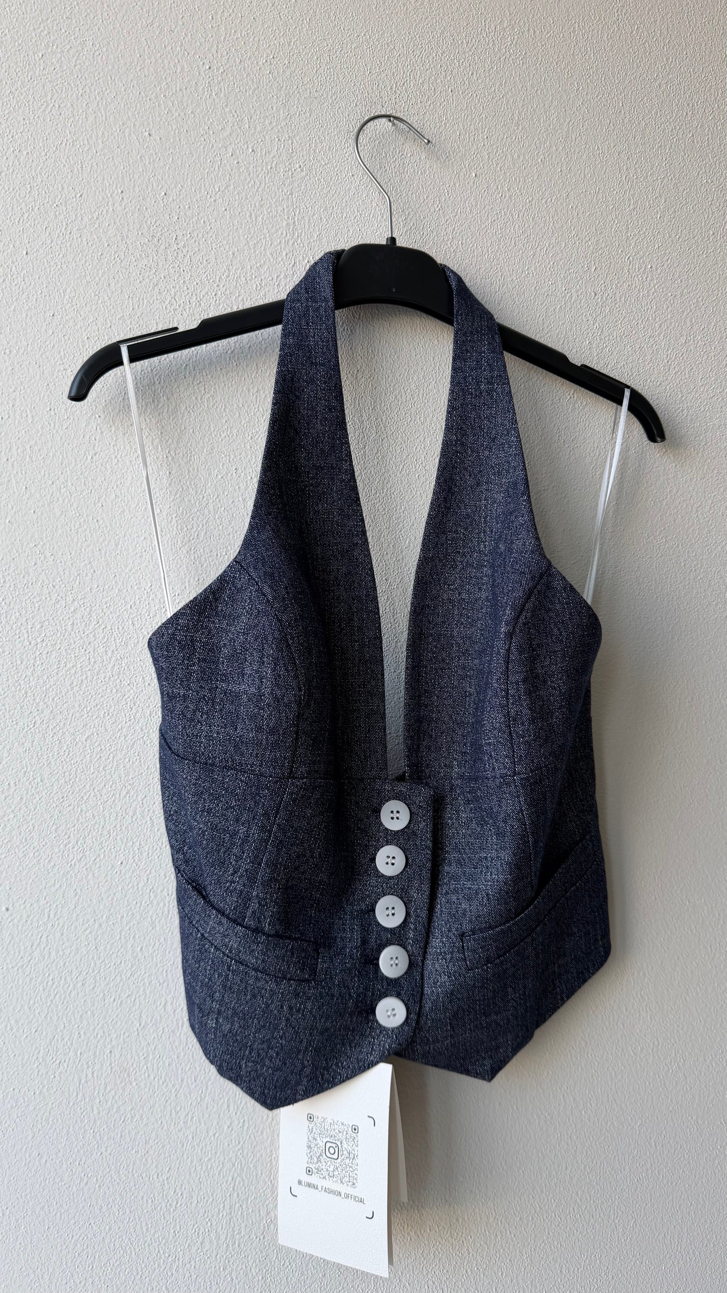 Gilet jeans scollo americana