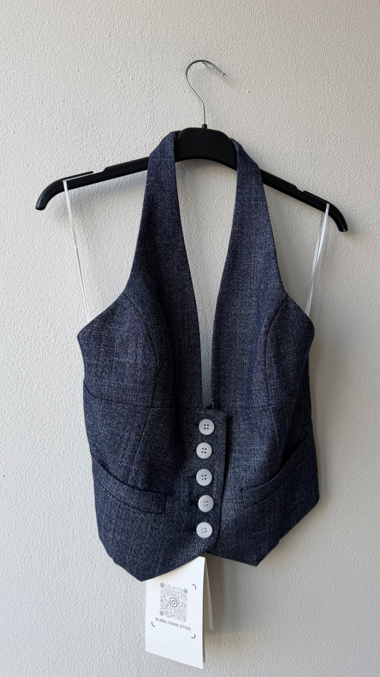 Gilet jeans scollo americana