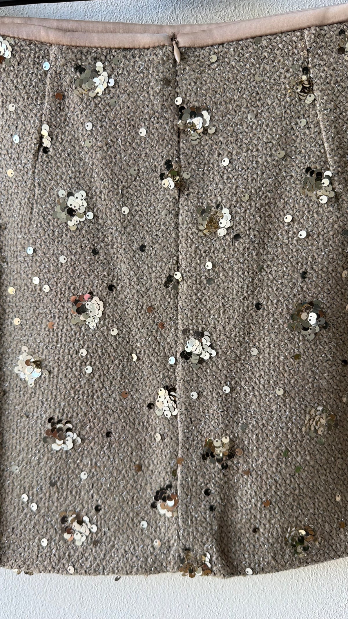 Gonna paillettes beige