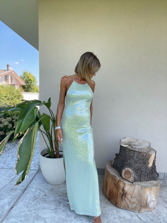 Green sequin dress